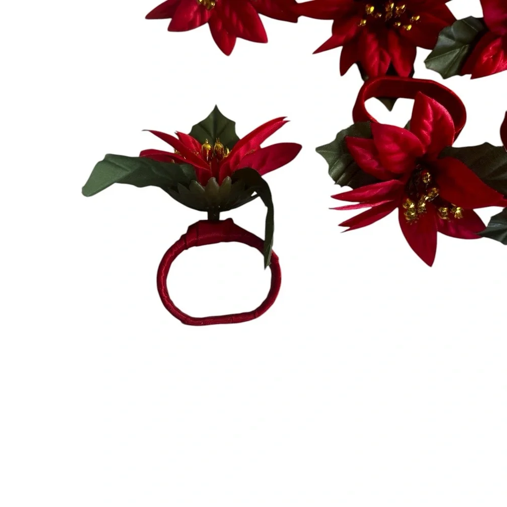 Set of 16 Red Poinsettias Custom Made DIY Christmas napkins holder